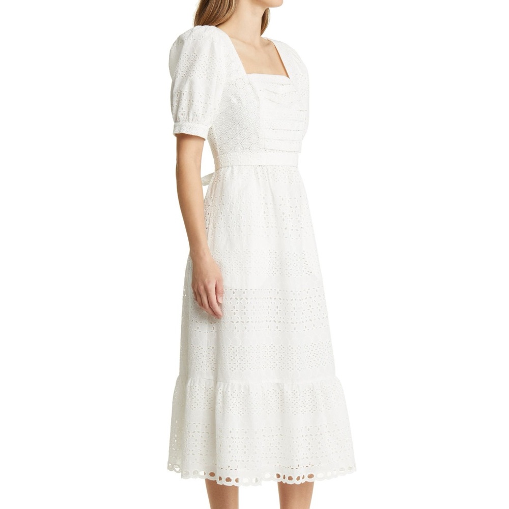 Rachel Parcell Lace Overlay Cotton Midi Dress